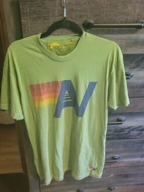 Aviator Nation Lime Green Retro AV Logo Tee